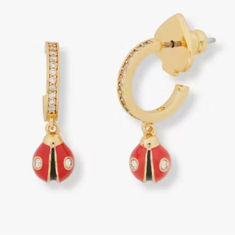 Kate Spade Nature Walk Ladybug Huggies Earrings